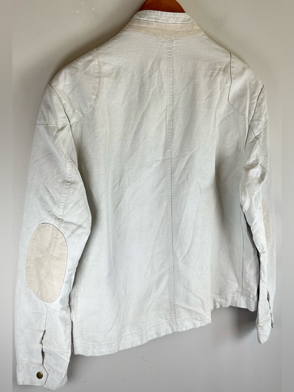Black Brown 1826 Men's Bomber Jacket Size L Linen Blend Biker Elbow Patches - Picture 7 of 13